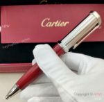 Best Quality Cartier Santos Dumont Ballpoint Pen Silver and Red
